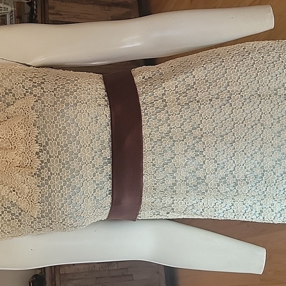 Mae Lace dress with Jabot Collar and attached slip - Picture 3 of 16